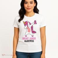 Breast Cancer Awareness Unicorn Ribbon Women's T-Shirt thumb 4