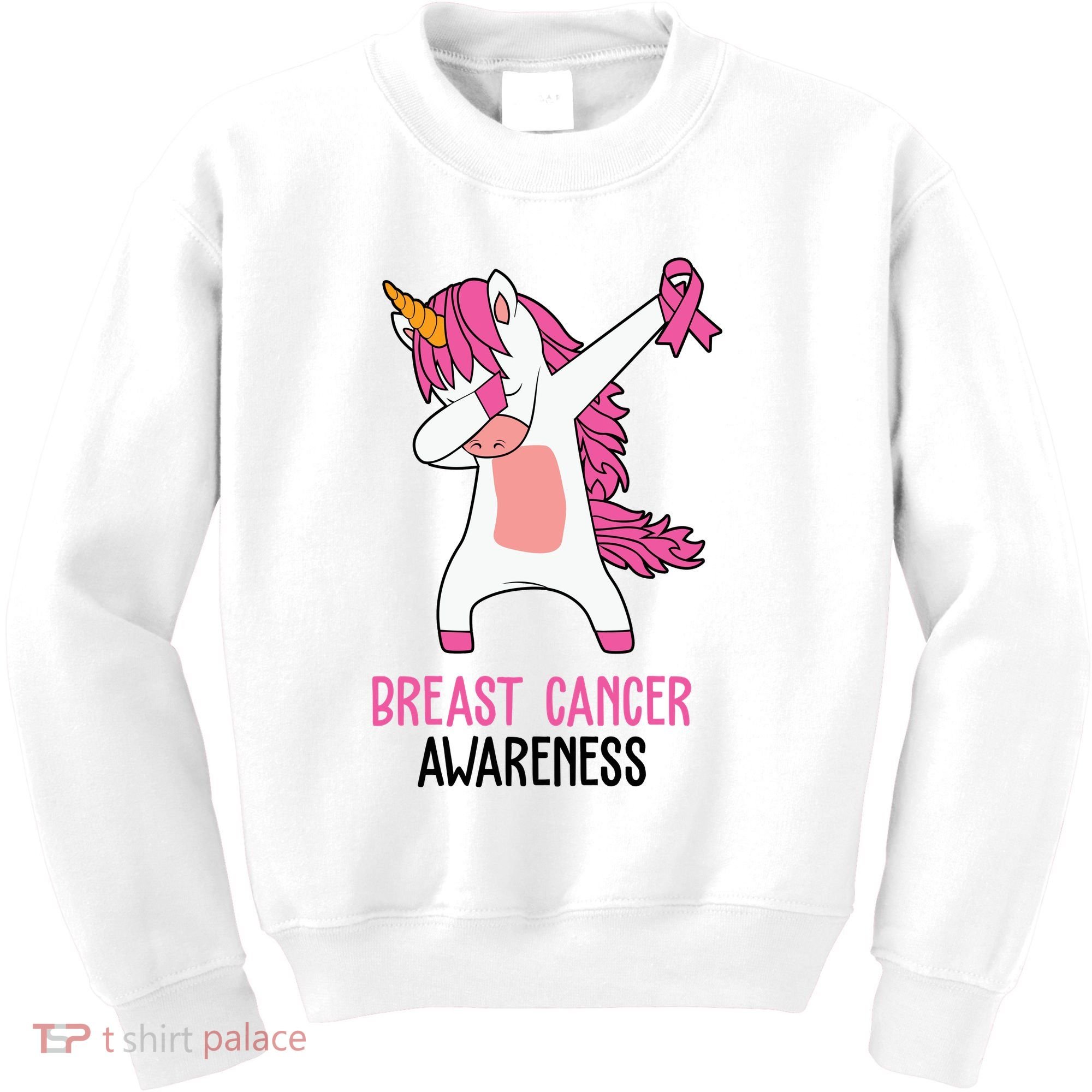 Breast Cancer Awareness Unicorn Ribbon Kids Sweatshirt