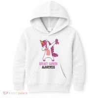 Breast Cancer Awareness Unicorn Ribbon Kids Hoodie thumb 0