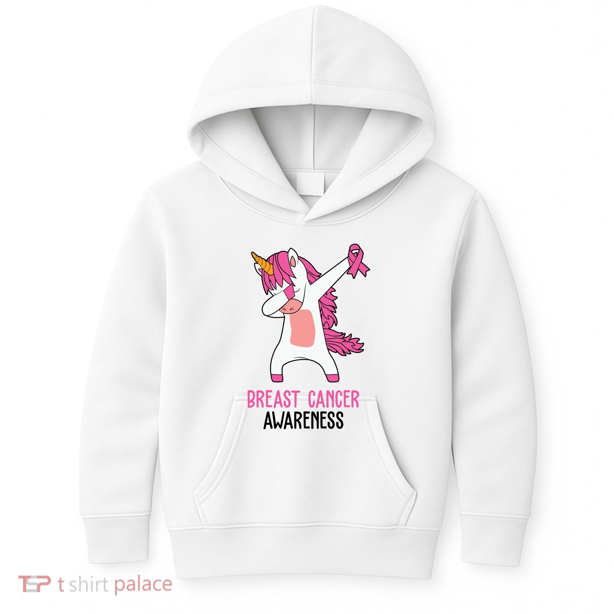 Breast Cancer Awareness Unicorn Ribbon Kids Hoodie