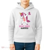 Breast Cancer Awareness Unicorn Ribbon Kids Hoodie thumb 4