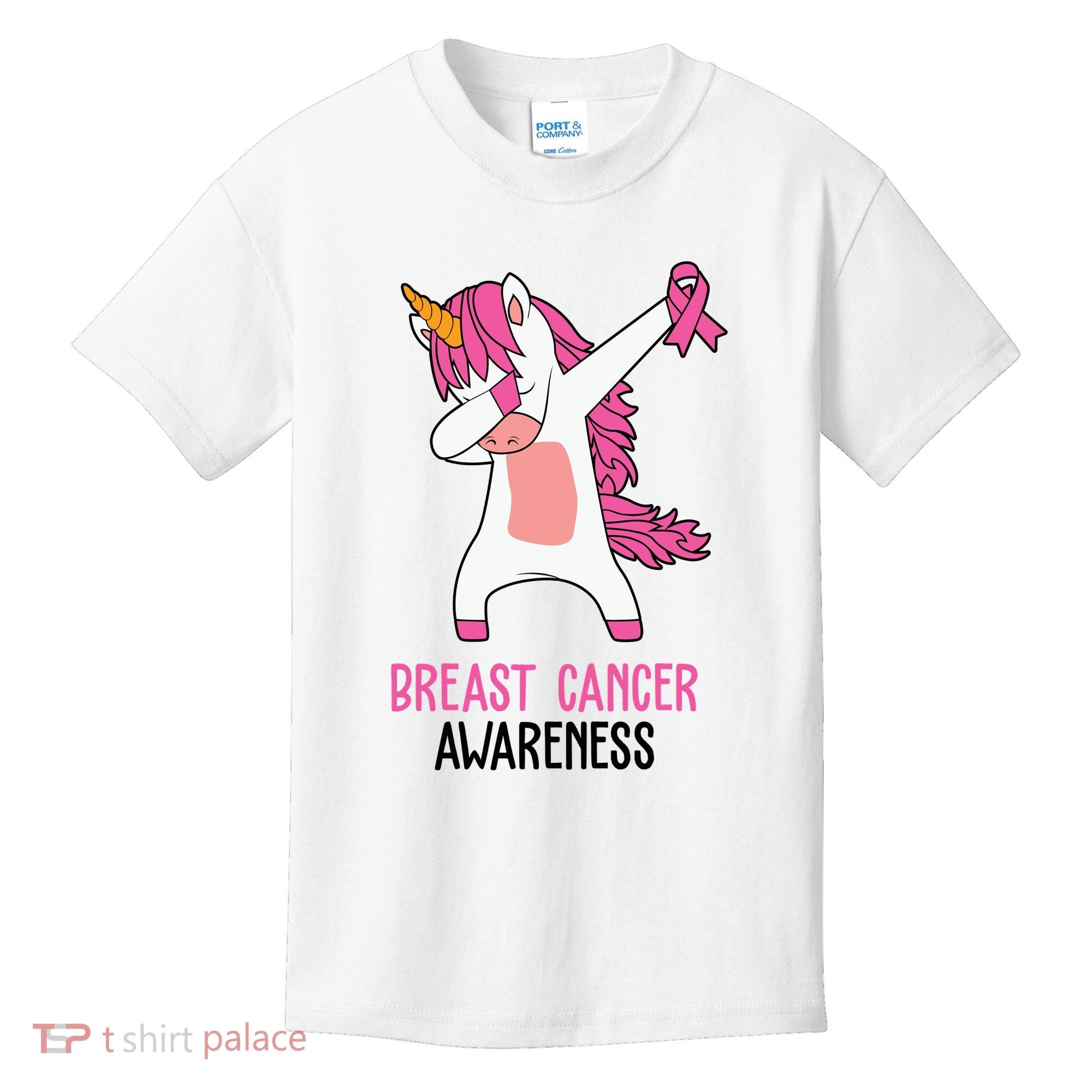 Breast Cancer Awareness Unicorn Ribbon Kids T-Shirt