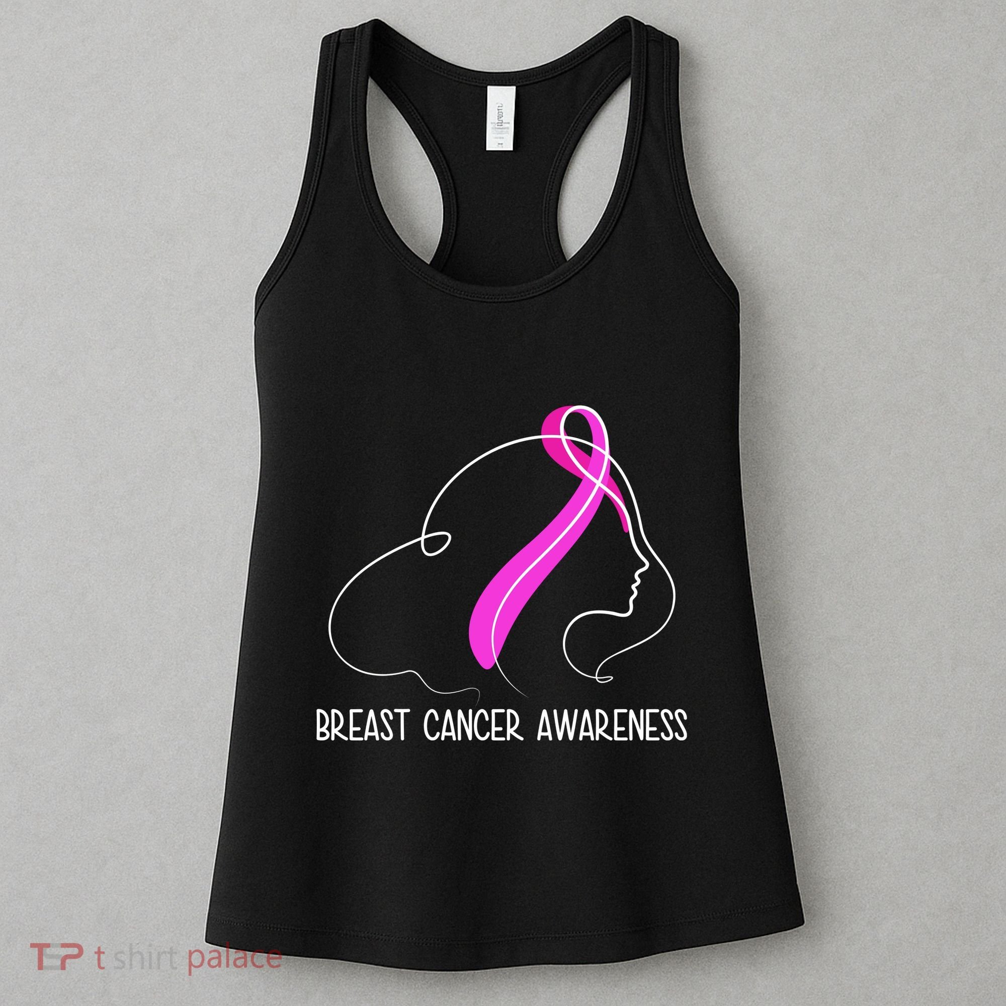 Breast Cancer Awareness Ribbon Girl Outline Women's Tank Top