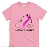 Breast Cancer Awareness Ribbon Girl Outline T-Shirt thumb 0