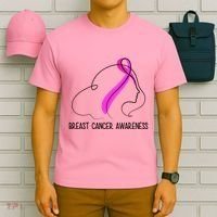 Breast Cancer Awareness Ribbon Girl Outline T-Shirt thumb 6