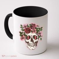 Breast Cancer Awareness Floral Flower Skull Coffee Mug thumb 0