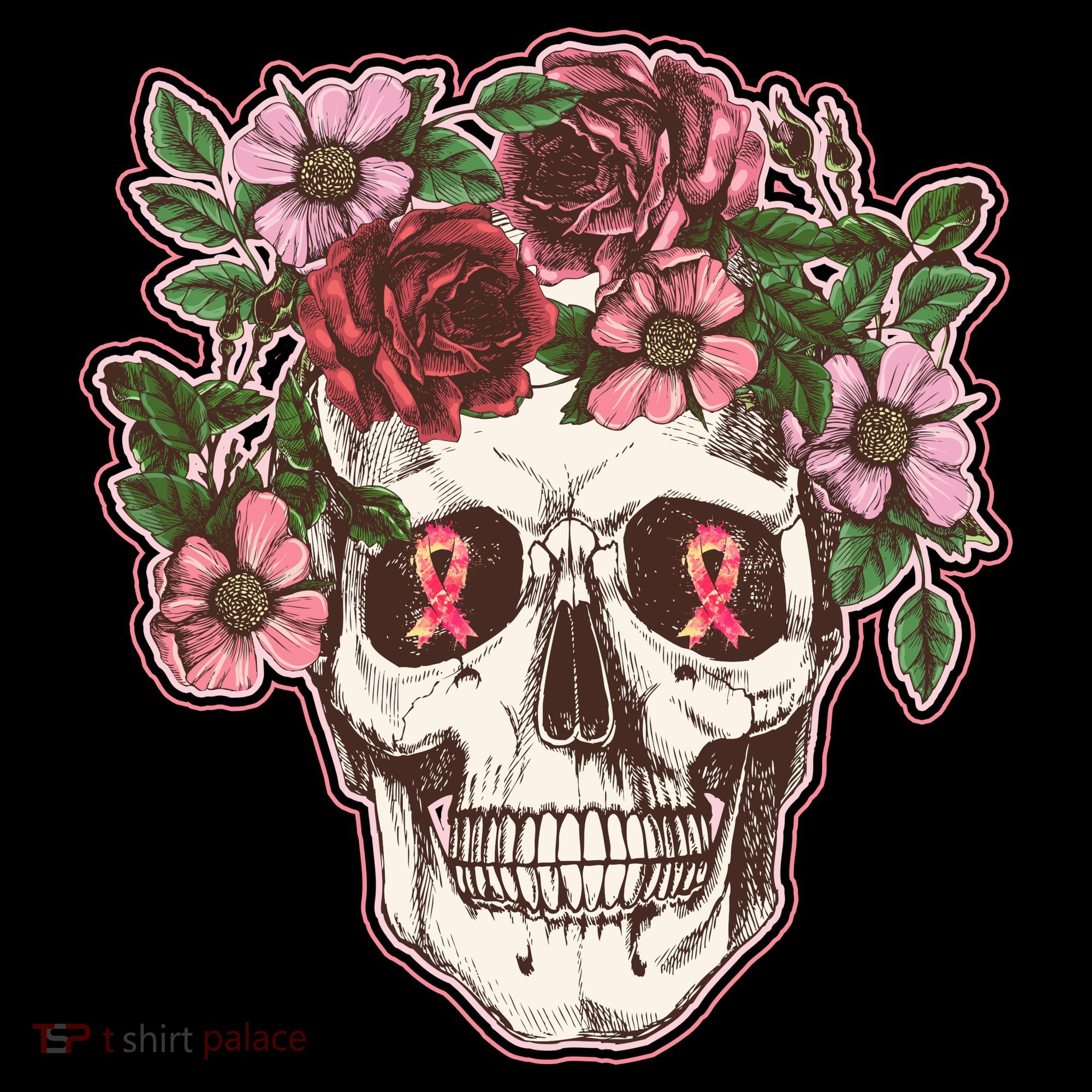 Breast Cancer Awareness Floral Flower Skull Coffee Mug