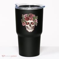 Breast Cancer Awareness Floral Flower Skull Tumbler thumb 0
