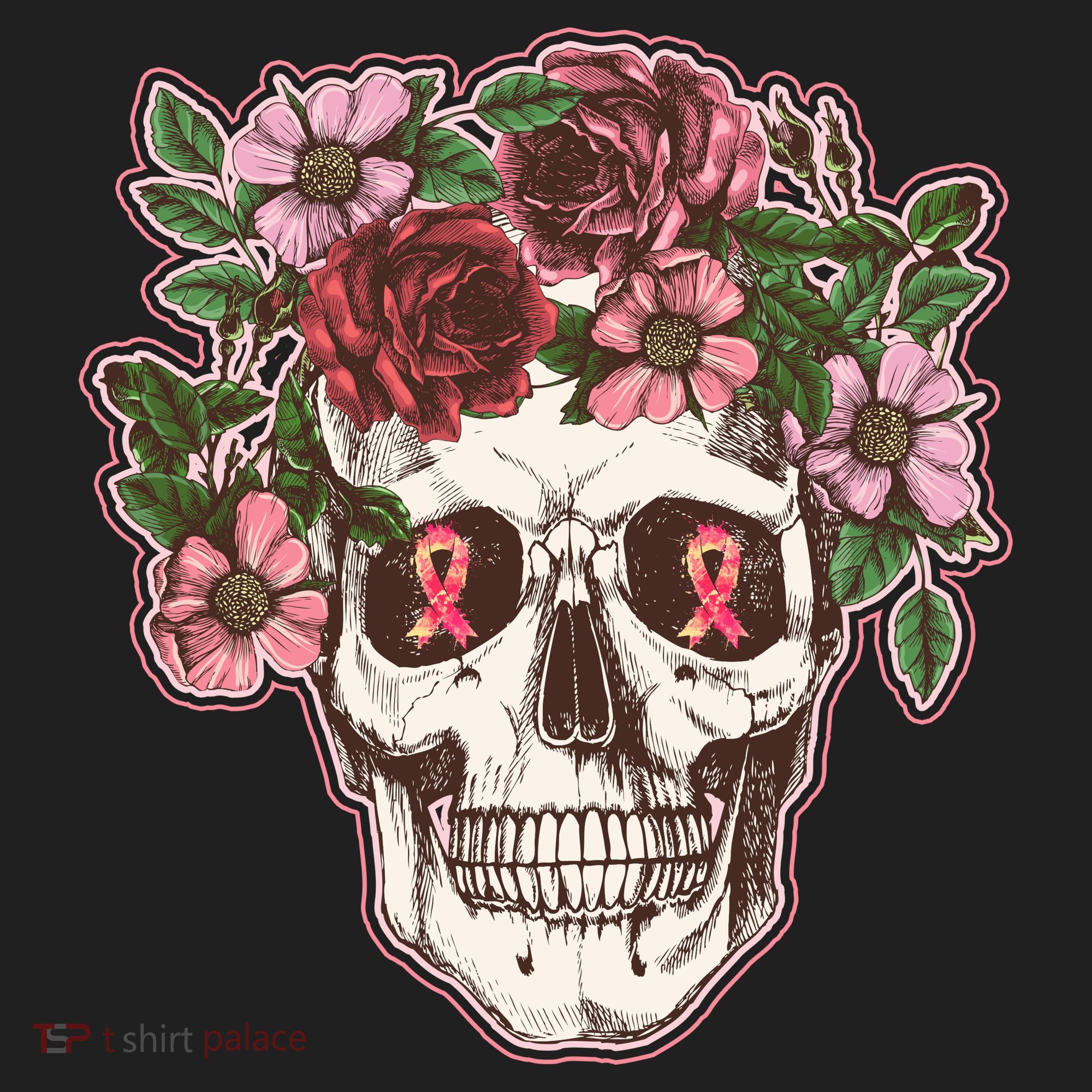 Breast Cancer Awareness Floral Flower Skull Tumbler