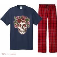 Breast Cancer Awareness Floral Flower Skull Pajama Set thumb 0