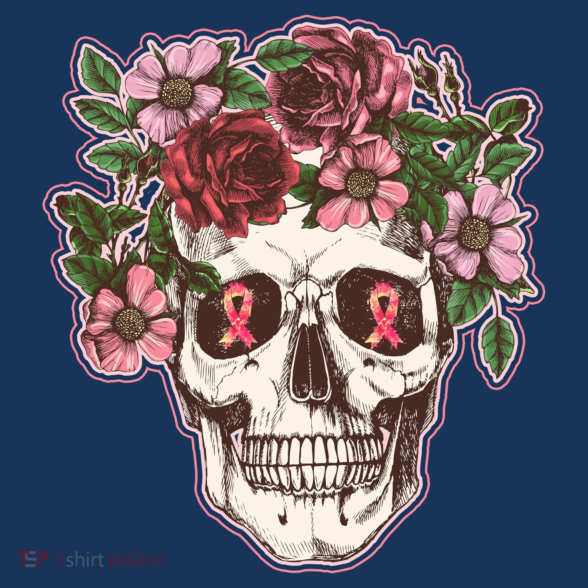Breast Cancer Awareness Floral Flower Skull Women's Hoodie