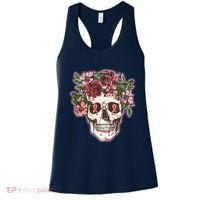 Breast Cancer Awareness Floral Flower Skull Women's Tank Top thumb 0