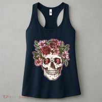 Breast Cancer Awareness Floral Flower Skull Women's Tank Top thumb 3