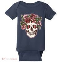 Breast Cancer Awareness Floral Flower Skull Baby Bodysuit thumb 0