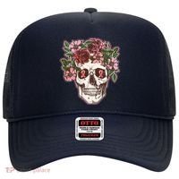 Breast Cancer Awareness Floral Flower Skull Hat thumb 0