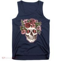 Breast Cancer Awareness Floral Flower Skull Tank Top thumb 0