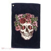 Breast Cancer Awareness Floral Flower Skull Golf Towel thumb 0