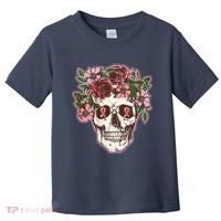 Breast Cancer Awareness Floral Flower Skull Toddler T-Shirt thumb 0