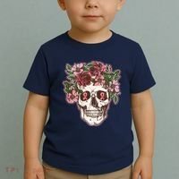 Breast Cancer Awareness Floral Flower Skull Toddler T-Shirt thumb 2
