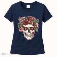 Breast Cancer Awareness Floral Flower Skull Women's T-Shirt thumb 0