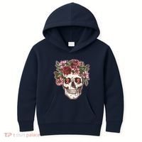 Breast Cancer Awareness Floral Flower Skull Kids Hoodie thumb 0