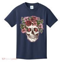 Breast Cancer Awareness Floral Flower Skull Kids T-Shirt thumb 0