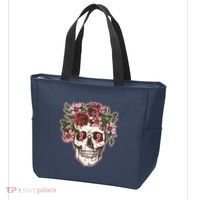 Breast Cancer Awareness Floral Flower Skull Tote Bag thumb 3