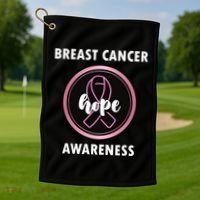 Breast Cancer Awareness Hope Ribbon Golf Towel thumb 1
