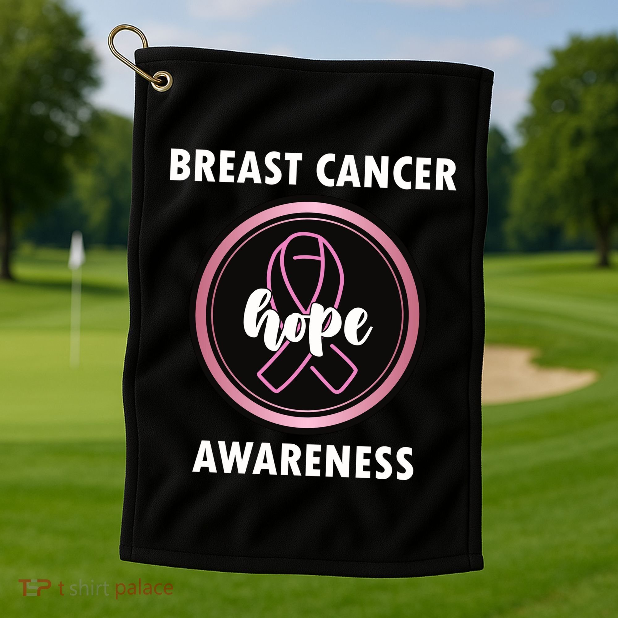 Breast Cancer Awareness Hope Ribbon Golf Towel