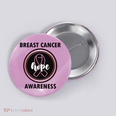 Breast Cancer Awareness Hope Ribbon Button