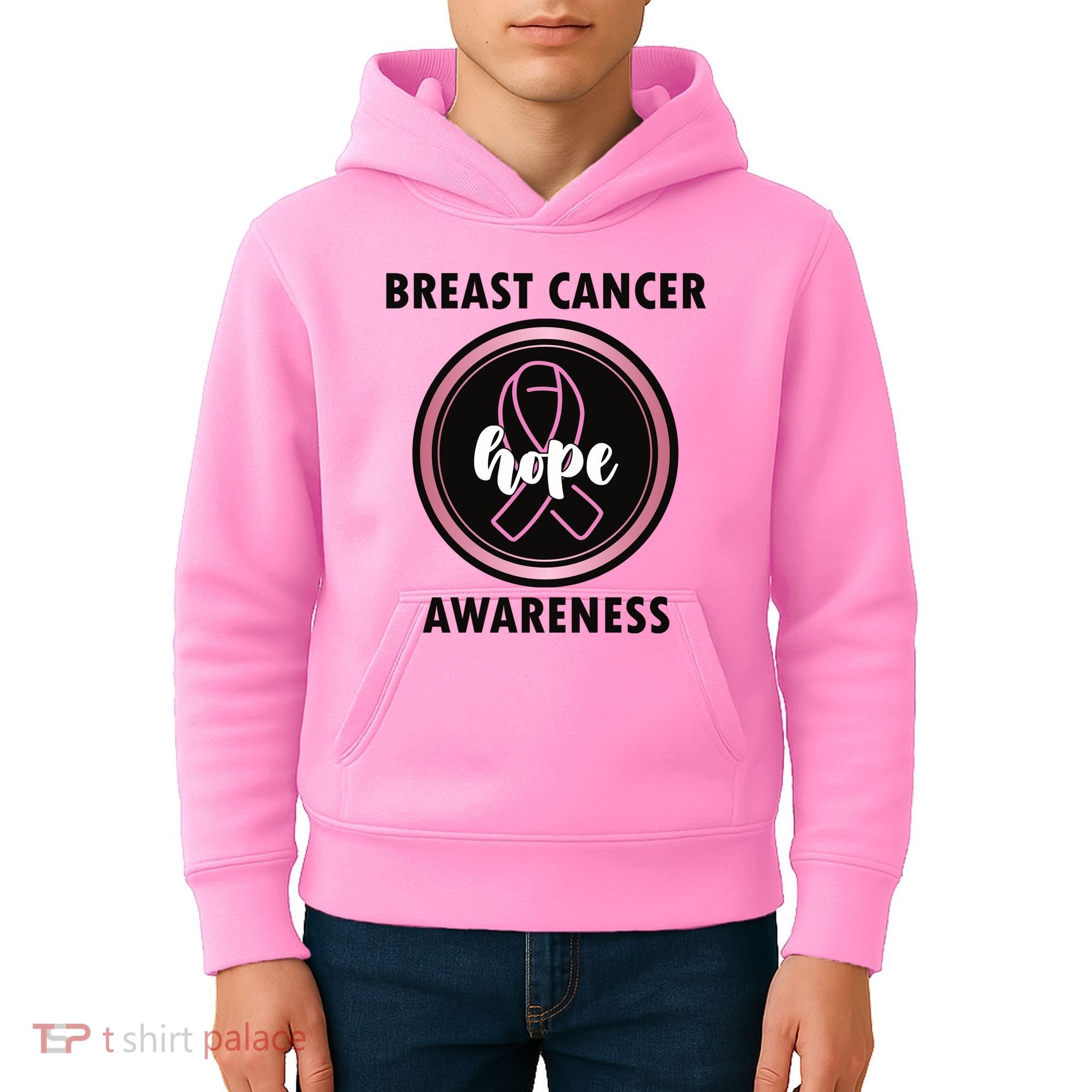 Breast Cancer Awareness Hope Ribbon Kids Hoodie