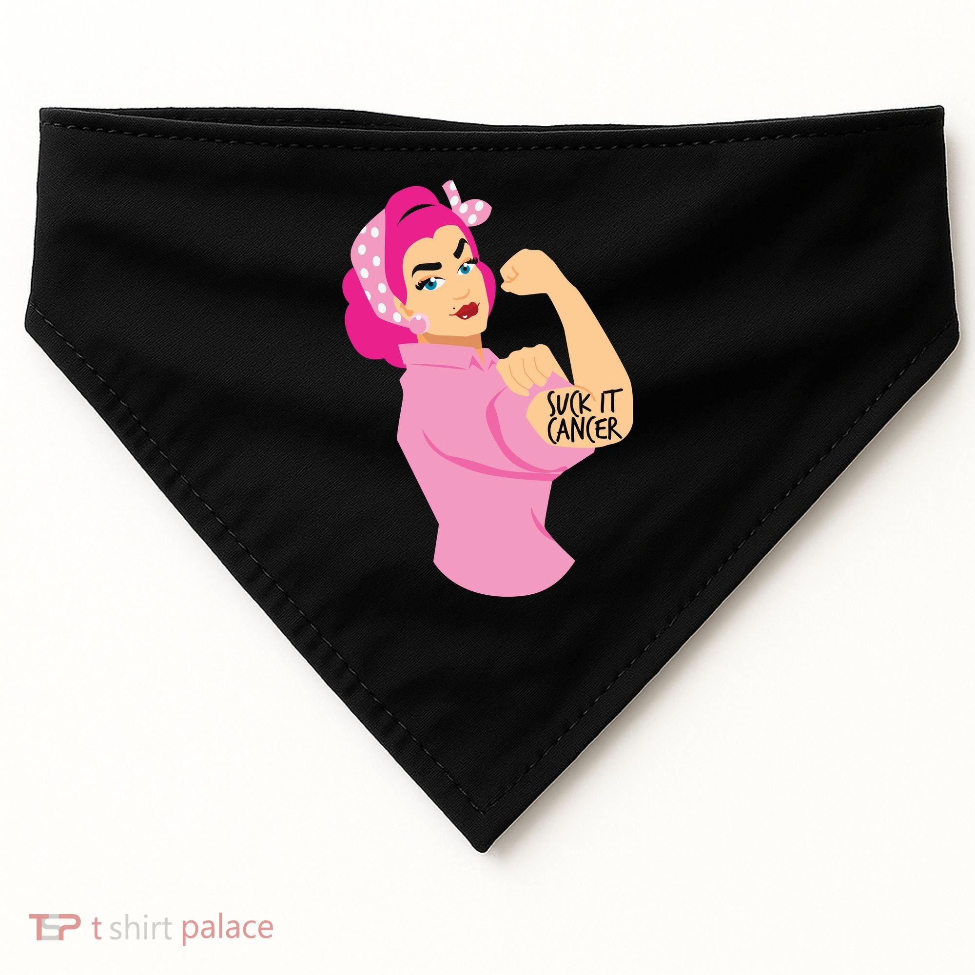 Breast Cancer Awareness Quotes Suck It Cancer Support Squad USA-Made Doggie Bandana
