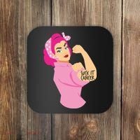 Breast Cancer Awareness Quotes Suck It Cancer Support Squad Coaster thumb 0