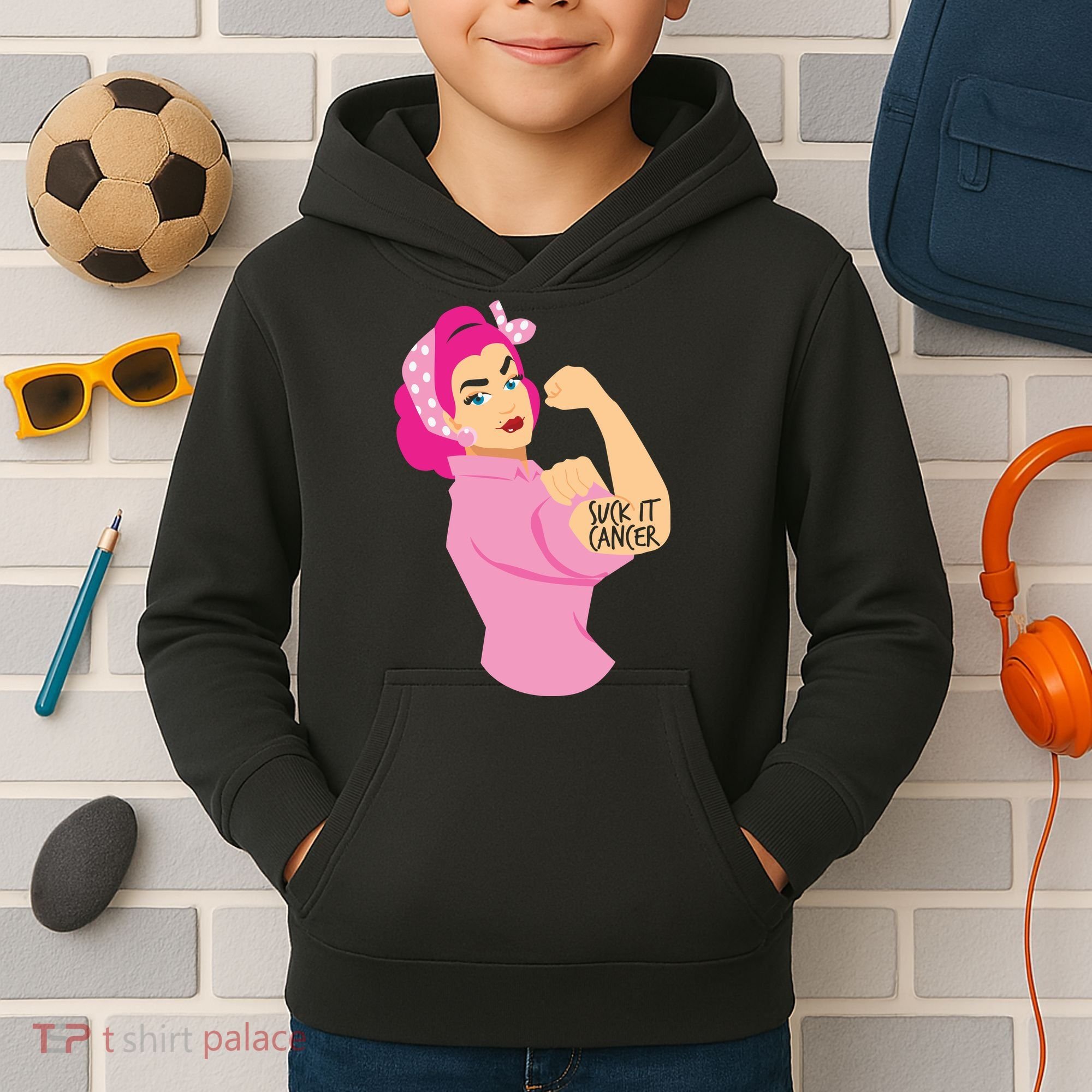 Breast Cancer Awareness Quotes Suck It Cancer Support Squad Kids Hoodie