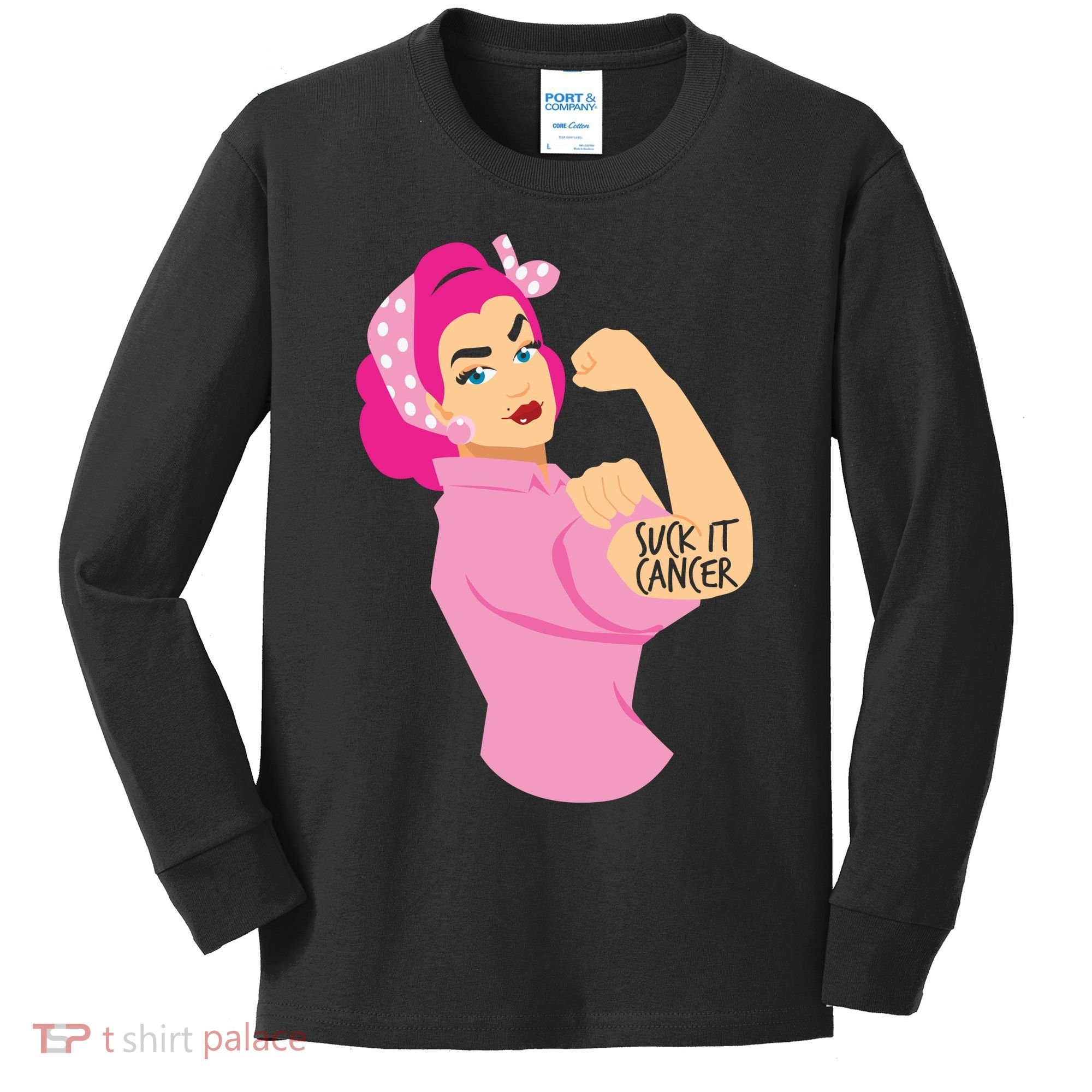 Breast Cancer Awareness Quotes Suck It Cancer Support Squad Kids Long Sleeve Shirt