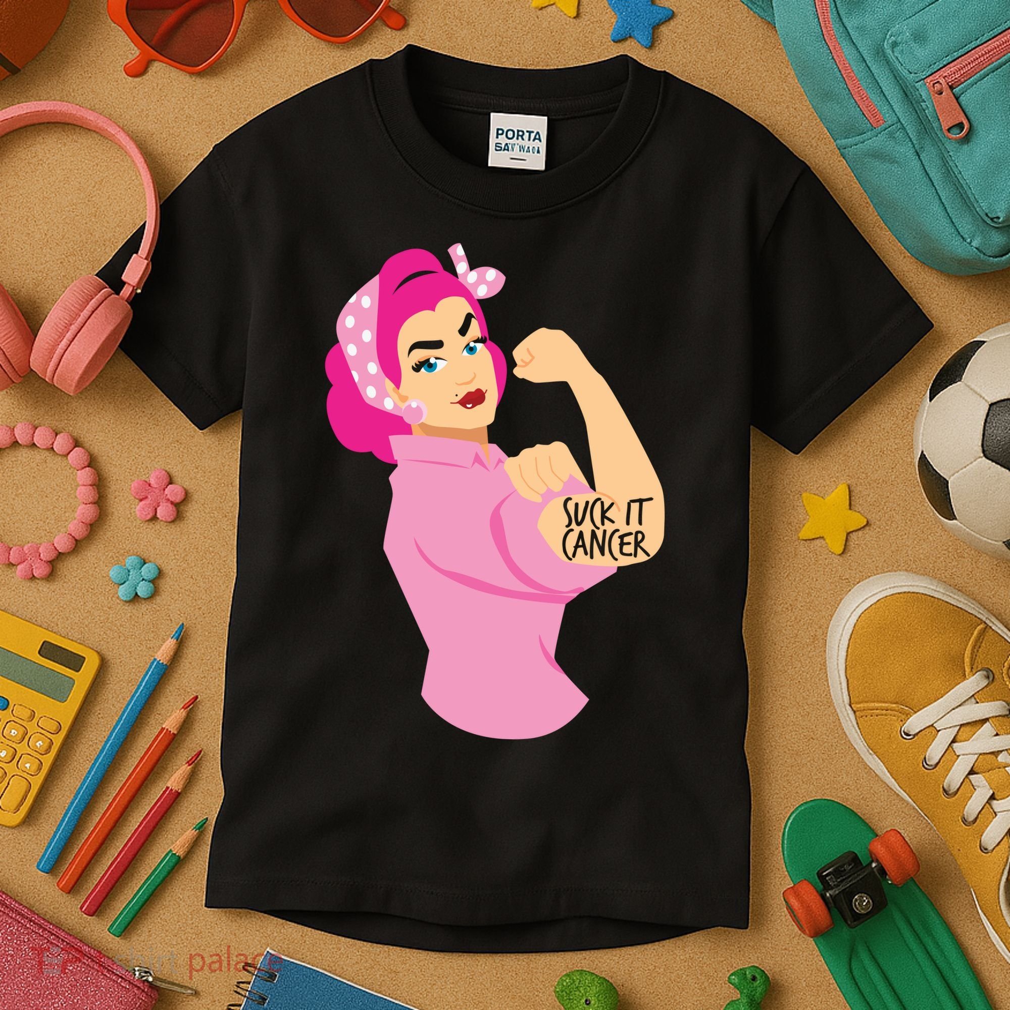Breast Cancer Awareness Quotes Suck It Cancer Support Squad Kids T-Shirt