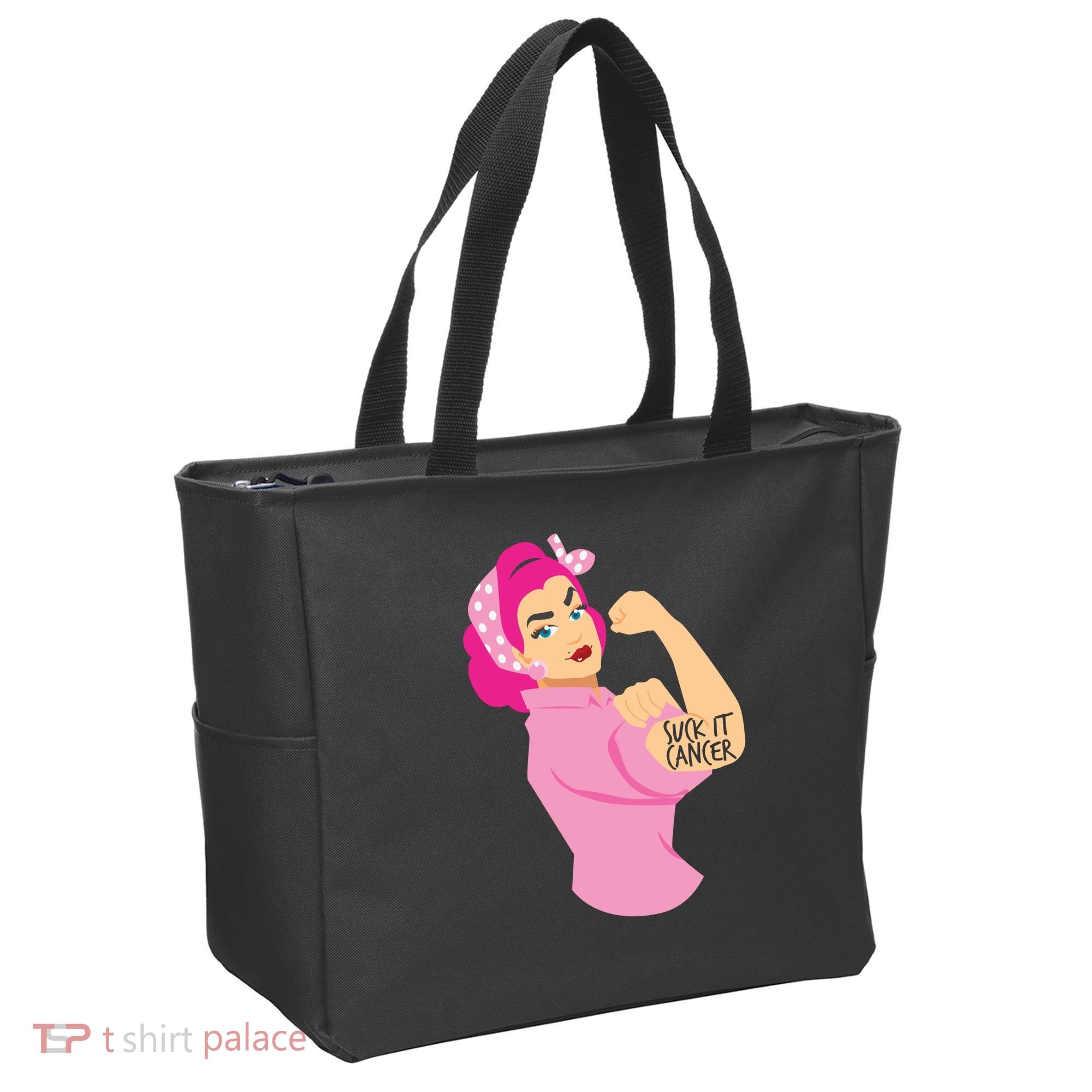 Breast Cancer Awareness Quotes Suck It Cancer Support Squad Tote Bag