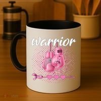 Breast Cancer Awareness Pink Boxing Gloves Warrior Cute Gift Coffee Mug thumb 4