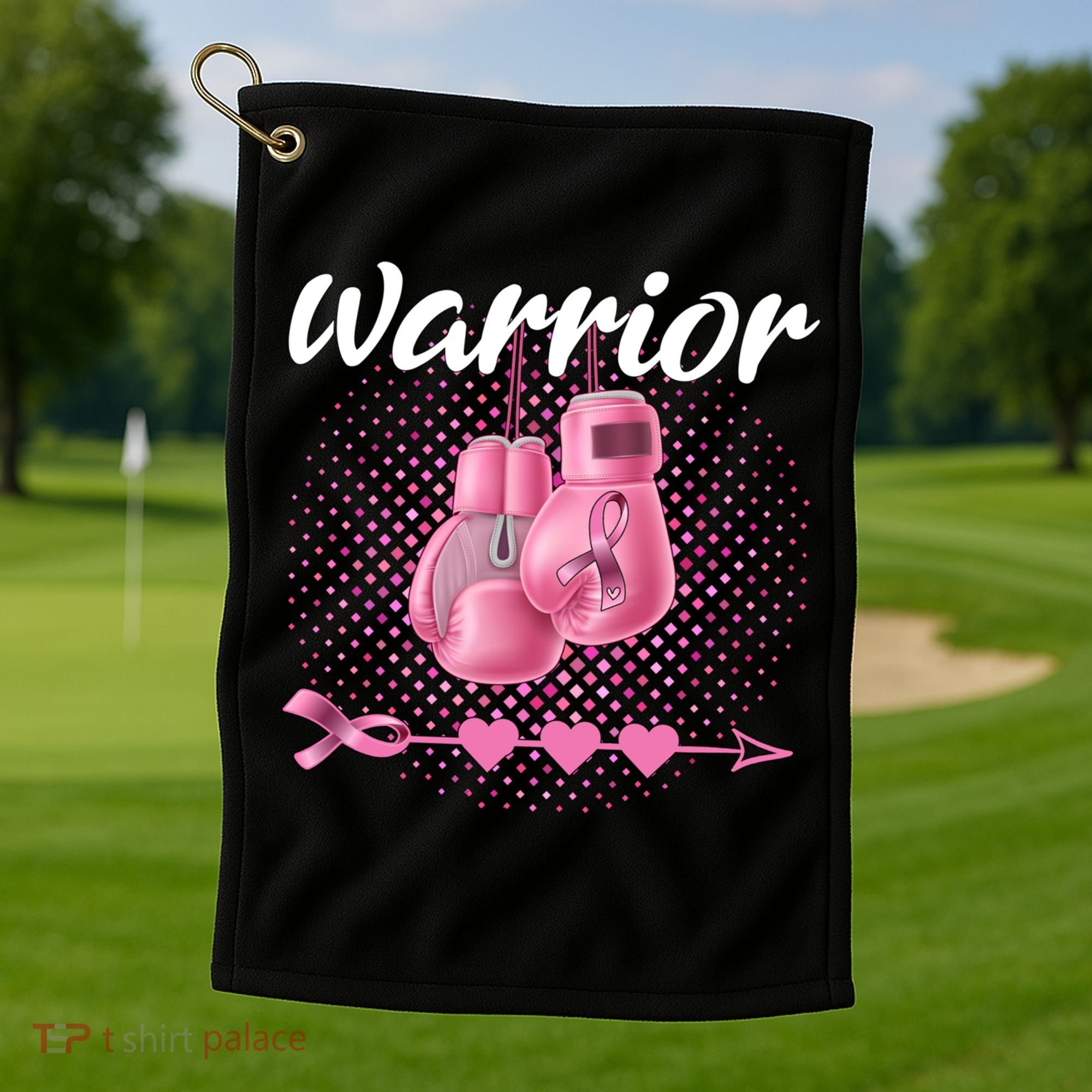 Breast Cancer Awareness Pink Boxing Gloves Warrior Cute Gift Golf Towel