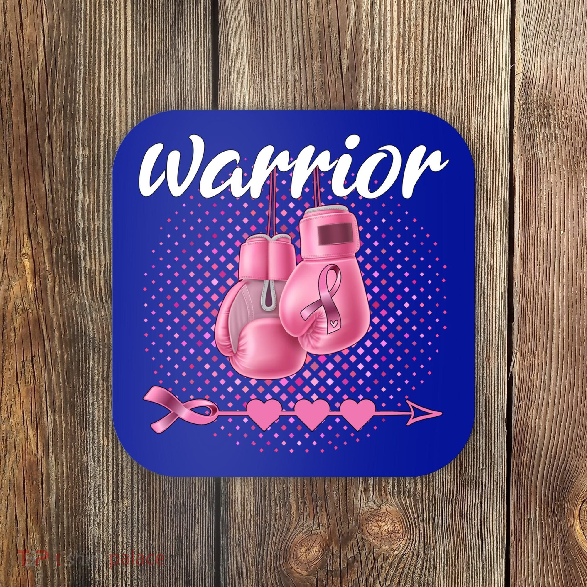 Breast Cancer Awareness Pink Boxing Gloves Warrior Cute Gift Coaster