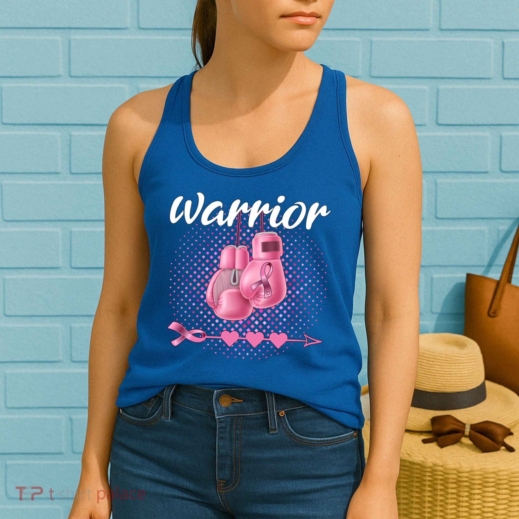 Breast Cancer Awareness Pink Boxing Gloves Warrior Cute Gift Women's Tank Top