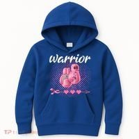 Breast Cancer Awareness Pink Boxing Gloves Warrior Cute Gift Kids Hoodie thumb 0