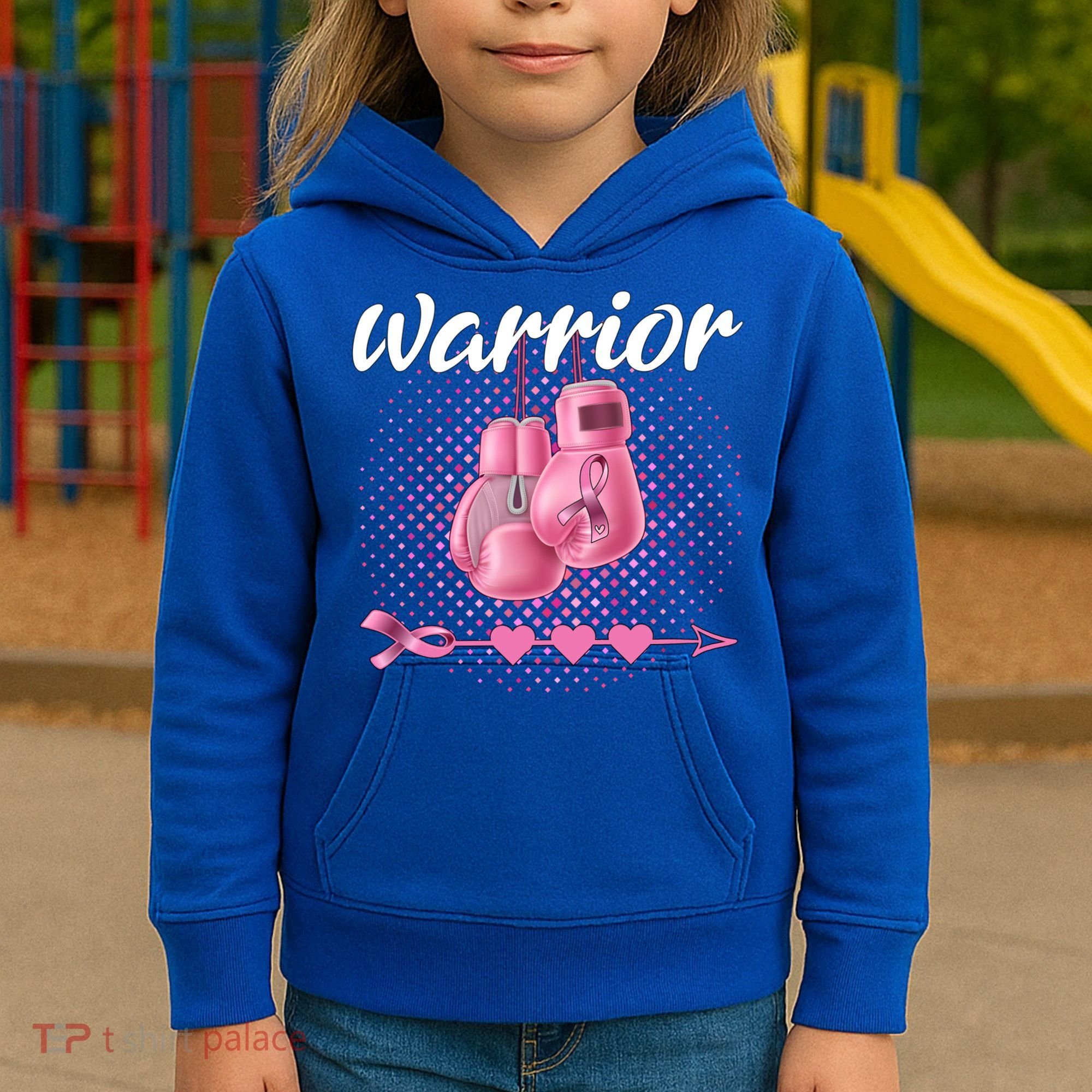 Breast Cancer Awareness Pink Boxing Gloves Warrior Cute Gift Kids Hoodie