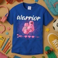 Breast Cancer Awareness Pink Boxing Gloves Warrior Cute Gift Kids T-Shirt thumb 3