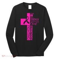 Breast Cancer Awareness Christian Cross Faith Long Sleeve Shirt thumb 0