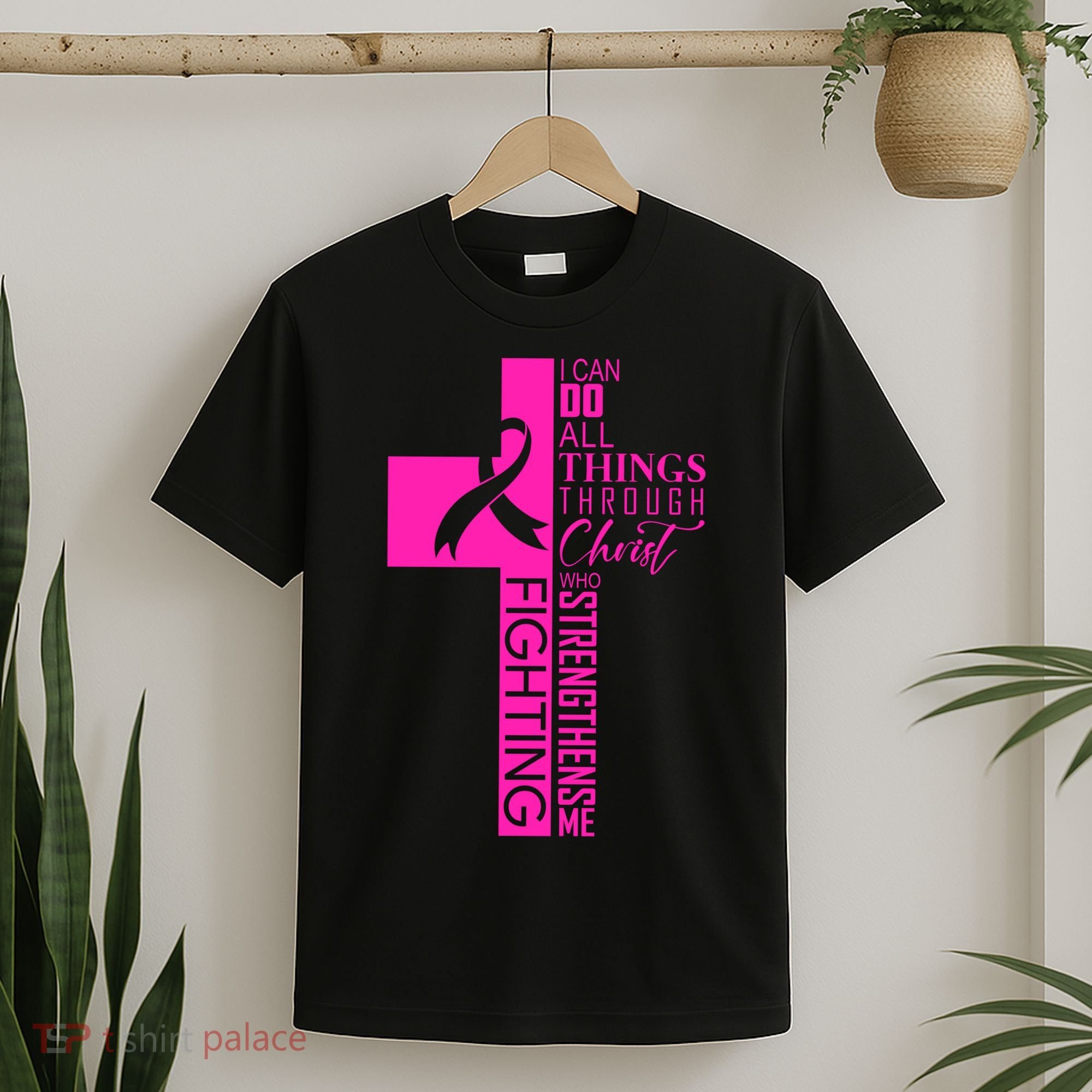 Breast Cancer Awareness Christian Cross Faith T-Shirt
