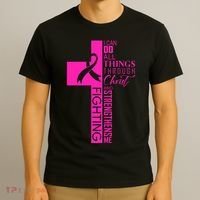 Breast Cancer Awareness Christian Cross Faith T-Shirt thumb 3