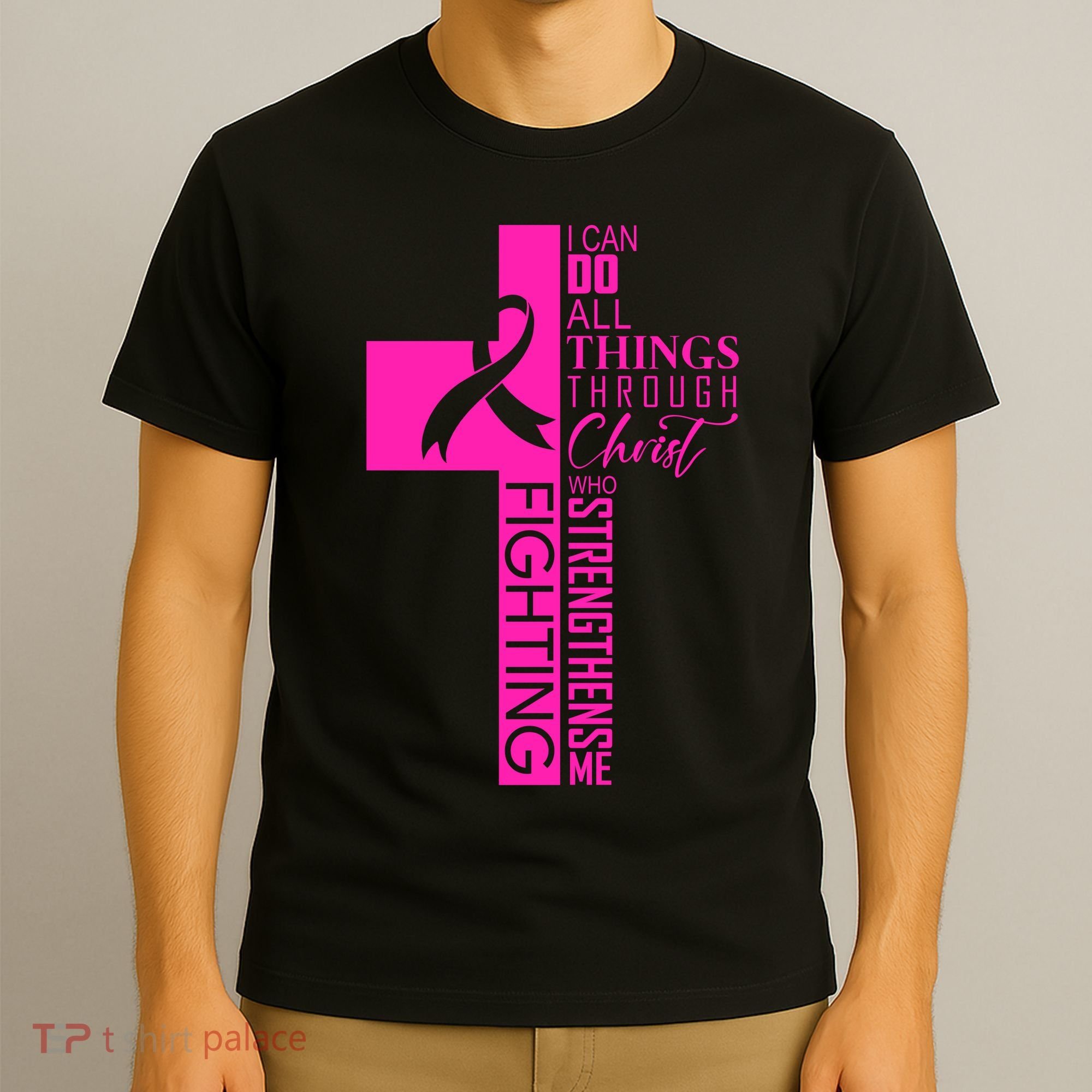 Breast Cancer Awareness Christian Cross Faith T-Shirt