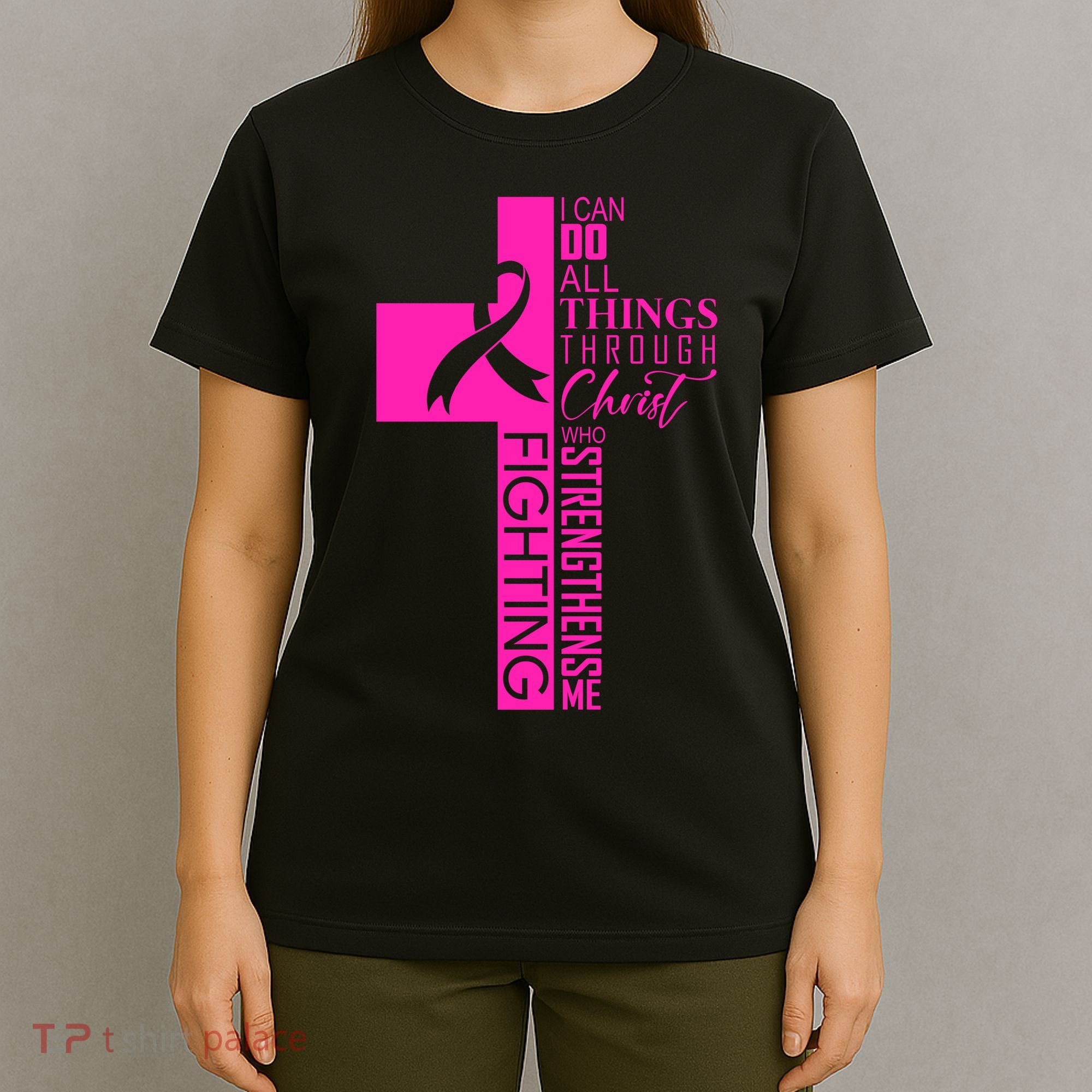 Breast Cancer Awareness Christian Cross Faith T-Shirt