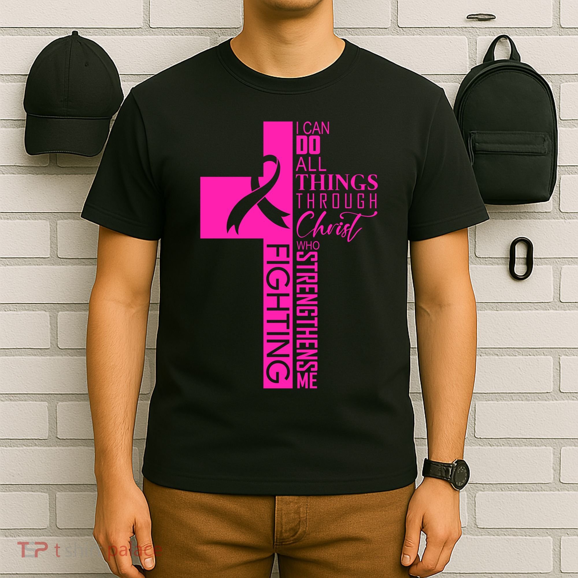 Breast Cancer Awareness Christian Cross Faith T-Shirt